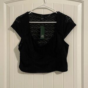 Wild Fable black lace grunge whimsigoth crop top size large NWT